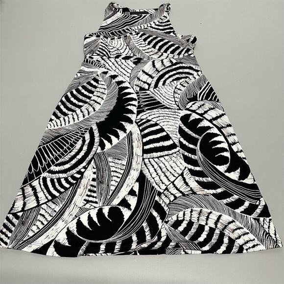 Athleta Black White Leaf Print Dress XXS Sleeveless Stretch Travel Summer Resort - Picture 7 of 11